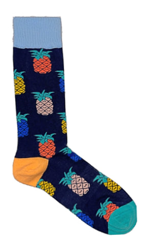 FUN SOCKS Brand Mens COLORFUL PINEAPPLES Socks - Novelty Socks for Less