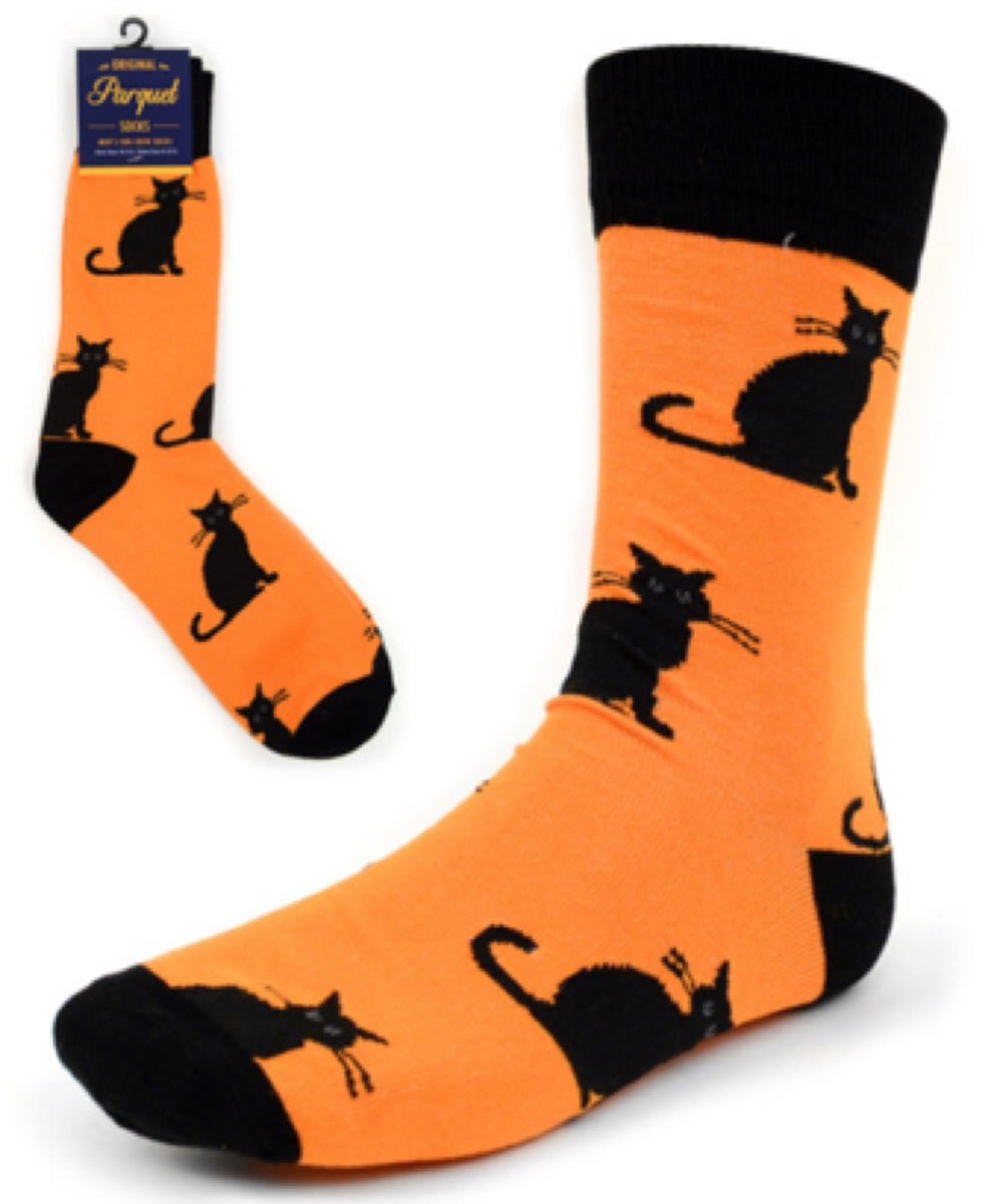 PARQUET BRAND Men’s HALLOWEEN BLACK CATS Socks Novelty Socks for Less