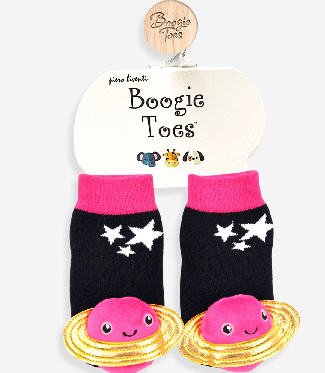 BOOGIE TOES Unisex Baby PLANET SATURN Rattle GRIPPER BOTTOM Socks By PIERO LIVENTI - Novelty Socks for Less
