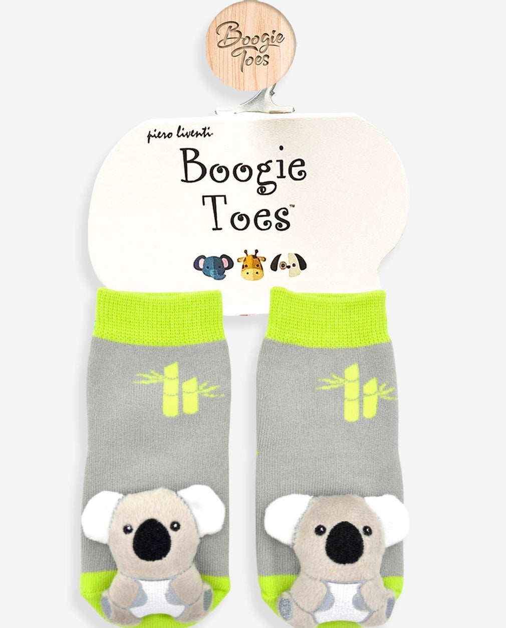 BOOGIE TOES Unisex Baby KOALA BEAR Rattle GRIPPER BOTTOM Socks By PIERO LIVENTI - Novelty Socks for Less
