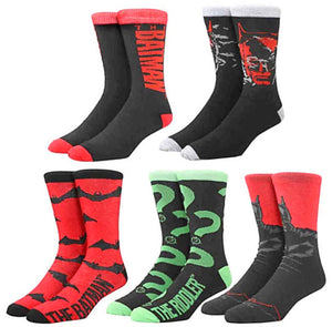 DC COMICS THE BATMAN Men’s 5 Pair Of Socks Gift Set BIOWORLD Brand - Novelty Socks for Less