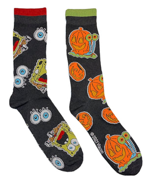 SPONGEBOB SQUAREPANTS Men’s 2 Pair Of HALLOWEEN Socks GARY AS A PUMPKIN - Novelty Socks for Less