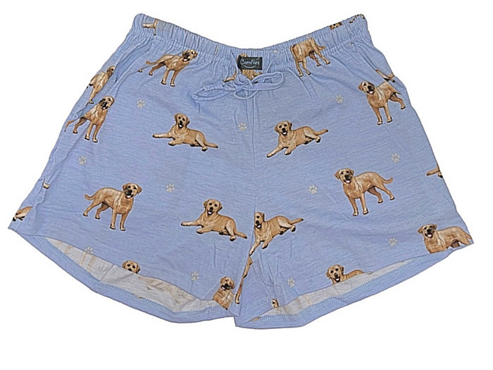 COMFIES Brand LOUNGE PJ SHORTS Ladies YELLOW LAB Dog By E&S PETS