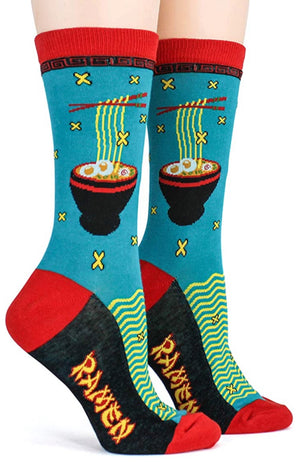 FOOT TRAFFIC Brand Ladies RAMEN NOODLES Socks - Novelty Socks for Less