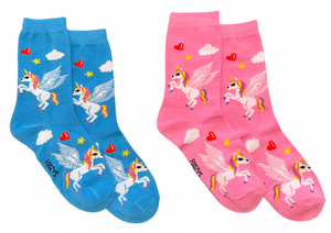 FOOZYS Brand Ladies UNICORN 2 Pair Of Socks FLYING UNICORNS ALL OVER - Novelty Socks And Slippers