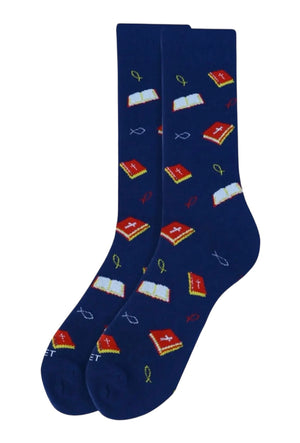 RELIGIOUS Men’s Socks Ichthus (FISH) & Bible PARQUET Brand - Novelty Socks And Slippers