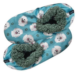 COMFIES BRAND Ladies POODLE DOG (WHITE) Non-Skid Slippers
