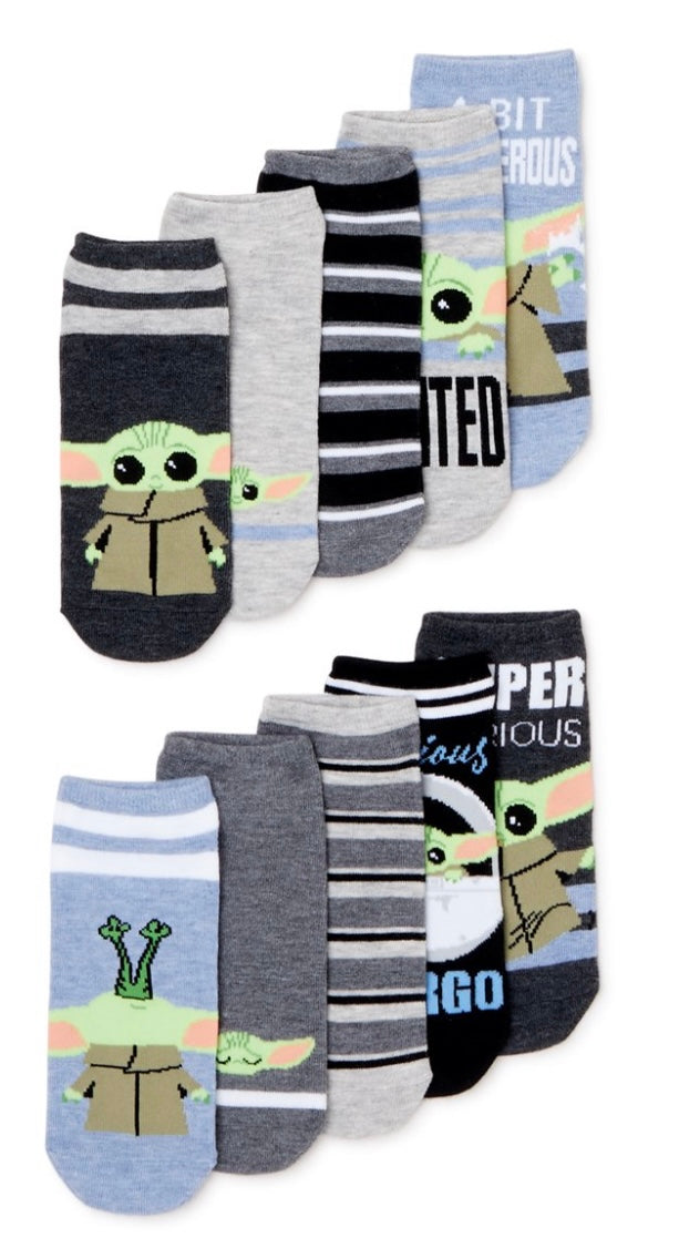 STAR WARS Ladies 10 Pair Of BABY YODA No Show Socks A BIT DANGEROUS