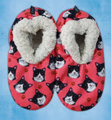 BLACK & WHITE TUXEDO CAT Ladies Non-Slip Slippers COMFIES BRAND By E&S Pets - Novelty Socks And Slippers