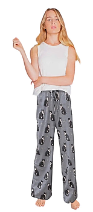 COMFIES Unisex BLACK & WHITE (Tuxedo) CAT PAJAMA BOTTOMS E&S PETS (CHOOSE SIZE) - Novelty Socks for Less