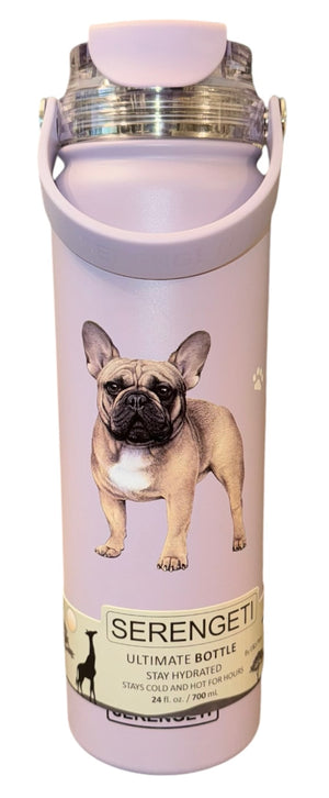 FRENCH BULLDOG Stainless Steel 24 oz. Water Bottle SERENGETI Brand By E&S Pets