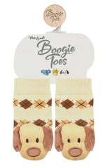 BOOGIE TOES Unisex Baby DOG RATTLE GRIPPER BOTTOM SOCKS By PIERO LIVENTI - Novelty Socks And Slippers