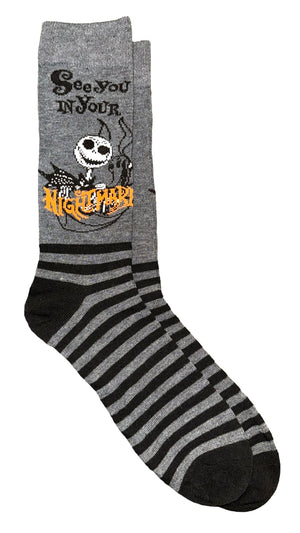 DISNEY NIGHTMARE BEFORE CHRISTMAS Men’s Socks ‘SEE YOU IN YOUR NIGHTMARE’ - Novelty Socks And Slippers