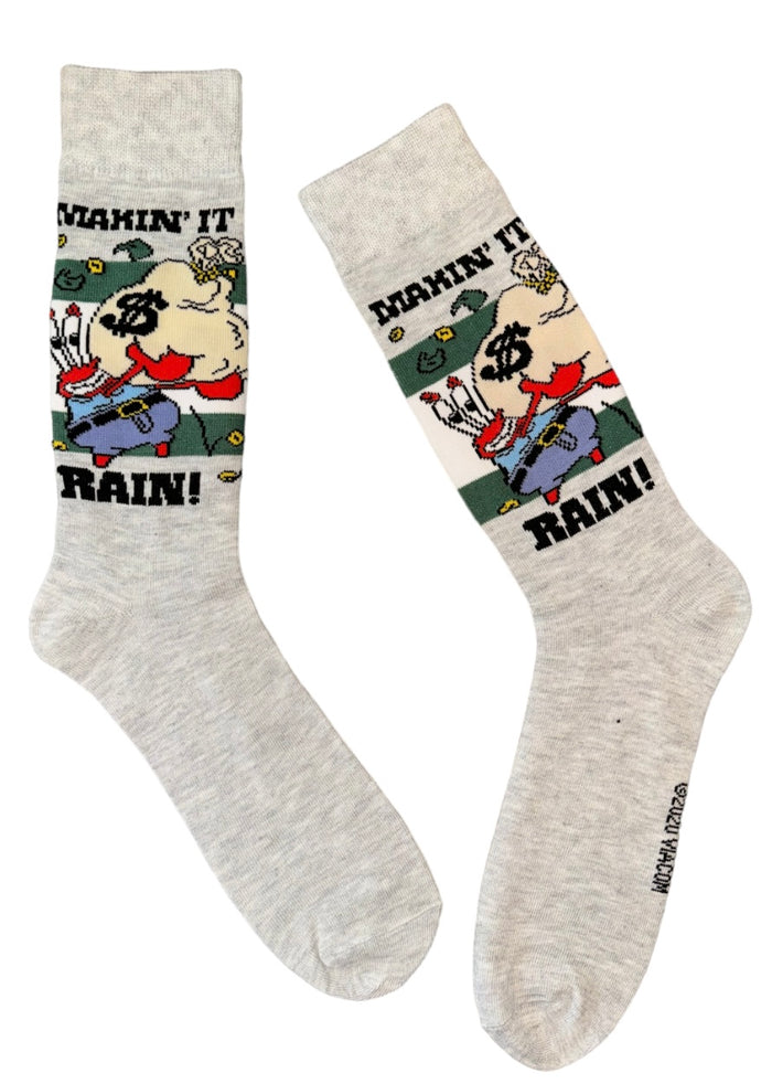 SPONGEBOB SQUAREPANTS Men’s MR. KRABS SOCKS 'MAKIN' IT RAIN' With MONEY BAG