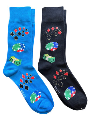 POKER CARD GAME MEN’S 2 PAIR OF SOCKS GAMBLING, CASINO FOOZYS BRAND - Novelty Socks And Slippers