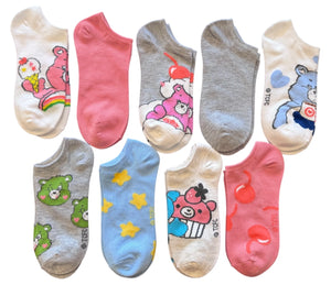 CARE BEARS Ladies 9 Pair Of No Show Socks ICE CREAM & HOT COCOA - Novelty Socks And Slippers