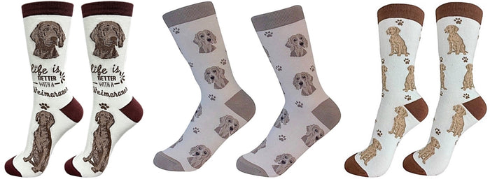 WEIMARANER Dog Unisex Socks By E&S Pets CHOOSE SOCK DADDY, HAPPY TAILS, LIFE IS BETTER