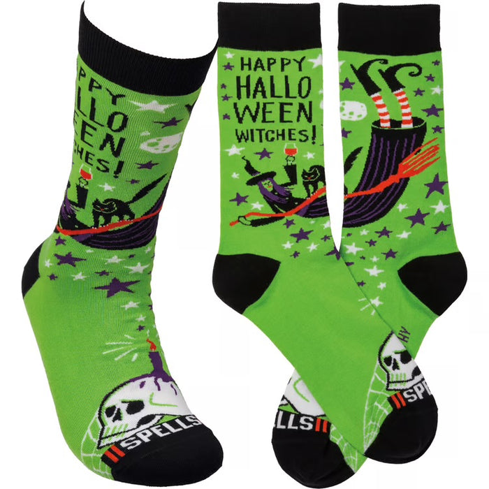 HAPPY HALLOWEEN WITCHES Adult Unisex Socks PRIMITIVES BY KATHY Brand