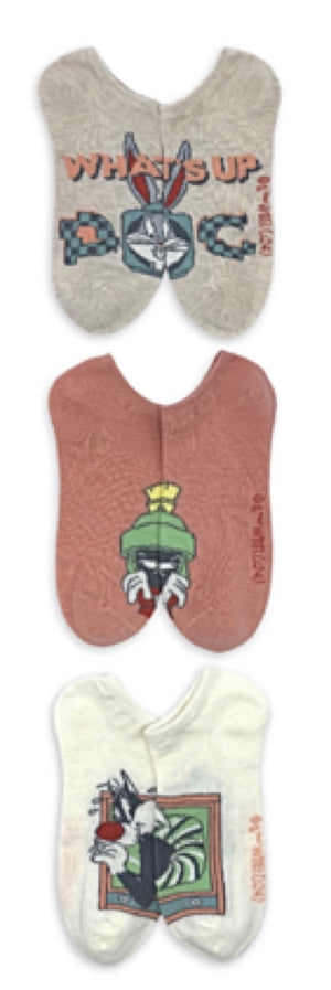 LOONEY TUNES Ladies 3 Pair of No Show Socks BUGS BUNNY, MARVIN & SYLVESTER ‘WHAT’S UP DOC?’ - Novelty Socks And Slippers