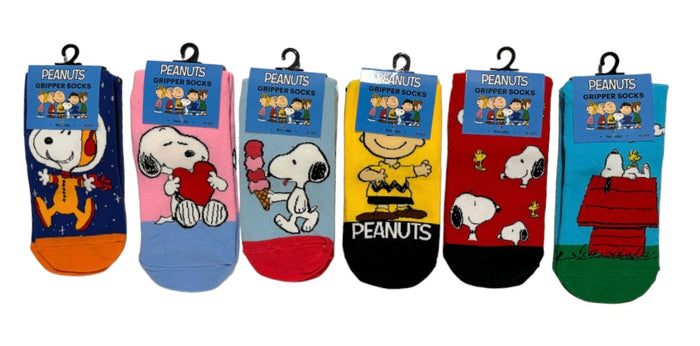 PEANUTS Ladies Gripper Bottom Ankle Socks (CHOOSE PATTERN)