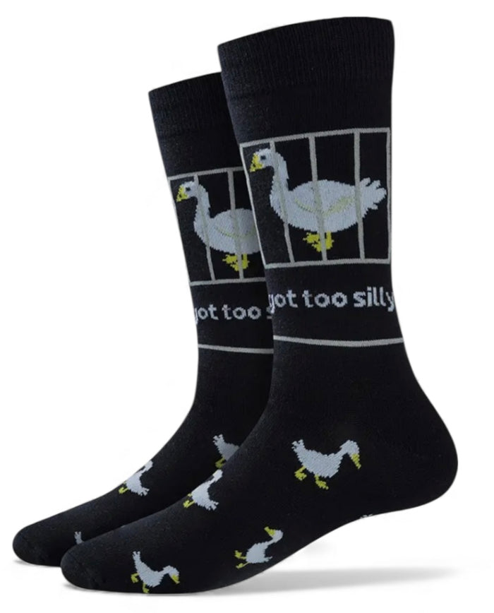 GOT TOO SILLY Men’s Socks Sock Harbor Brand GOOSE IN JAIL