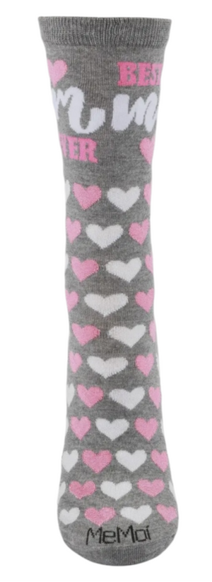 MeMoi Brand Ladies BEST MOM EVER Socks HEARTS ALL OVER