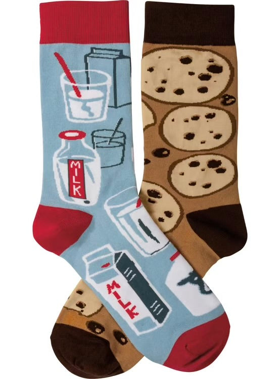 MILK & COOKIES Mismatched Unisex Socks Primitives By Kathy