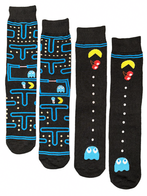 PAC-MAN VIDEO GAME Men’s 2 Pair Of Socks GHOSTS, CHERRIES - Novelty Socks And Slippers