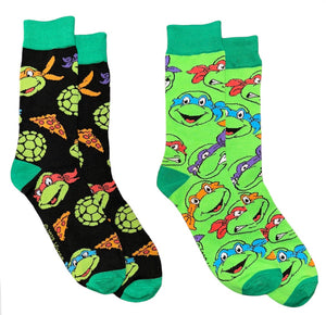 TEENAGE MUTANT NINJA TURTLES Men’s 2 Pair of Socks With PIZZA SLICES - Novelty Socks And Slippers