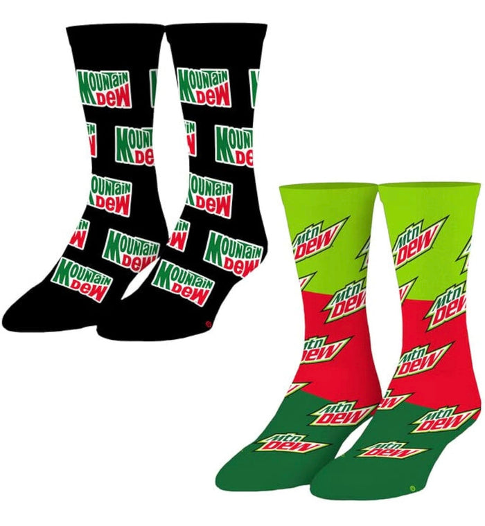 MOUNTAIN DEW SODA Unisex 2 Pair Of Socks ODD SOX Brand Size Large
