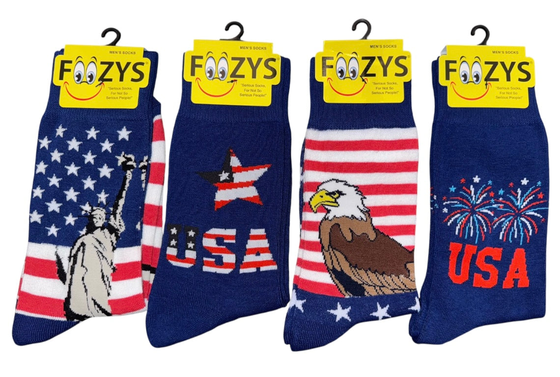 FOOZYS Brand Men’s PATRIOTIC Socks (Choose Style) - Novelty Socks And Slippers