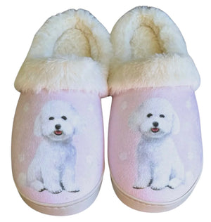 SNUGGS Memory Foam BICHON FRISE Dog Non Slip Slippers (Choose Size) By E&S Pets