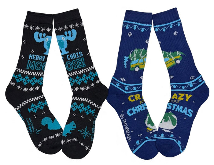 National Lampoons Christmas Vacation Men’s 2 Pair Of Socks ‘MERRY CHRIS MOOSE’ BIOWORLD Brand