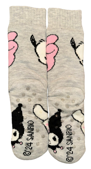 SANRIO HELLO KITTY Ladies Gripper Bottom Cozy Warmer Slipper Socks KUROMI, MY MELODY