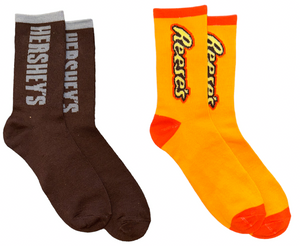 HERSHEY BARS Ladies 2 Pair Of Socks REESE’S PEANUT BUTTER CUPS - Novelty Socks And Slippers