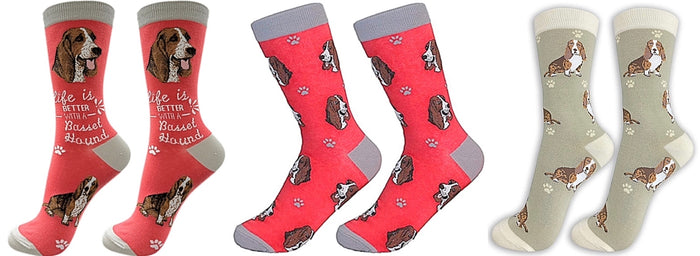 BASSET HOUND Dog Unisex Socks By E&S Pets CHOOSE SOCK DADDY, HAPPY TAILS Or LIFE IS BETTER