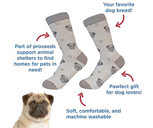 PUG DOG Unisex Socks By E&S Pets CHOOSE SOCK DADDY, HAPPY TAILS, LIFE IS BETTER - Novelty Socks for Less