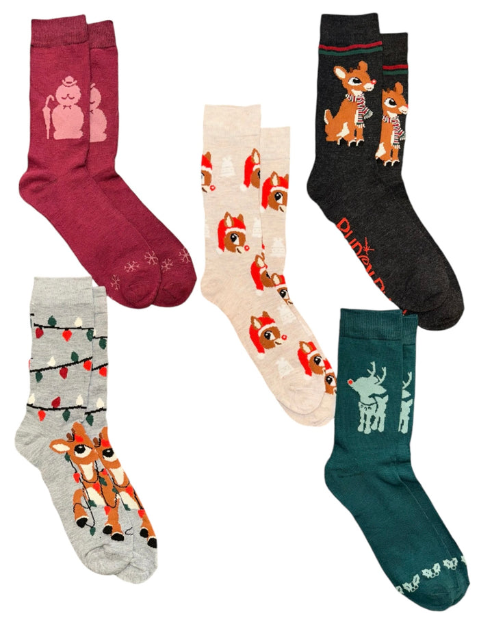 RUDOLPH THE RED NOSED REINDEER Men’s 5 Pair Of Christmas Socks SAM THE SNOWMAN