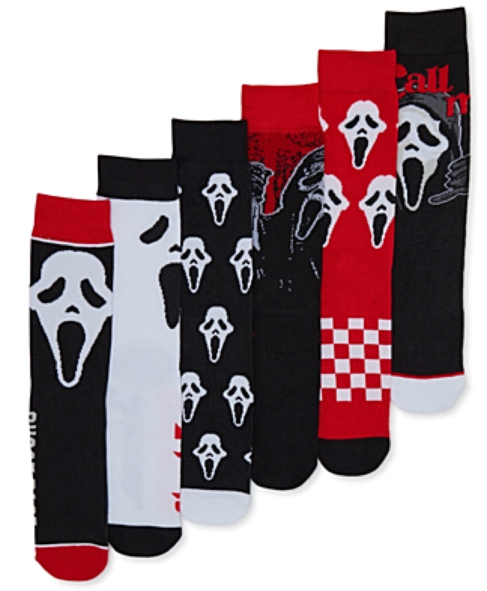 SCREAM The Movie Men’s GHOSTFACE Halloween 6 Pair Of Socks Gift Set ...