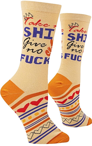 COOL SOCKS Brand Ladies Socks ‘TAKE NO SHIT GIVE NO FUCKS’ - Novelty Socks for Less