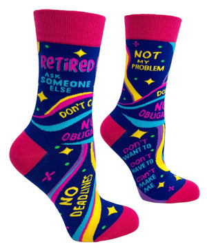 FABDAZ Brand Ladies RETIRED Socks ‘Ask Someone Else’ ‘No Obligations’ - Novelty Socks And Slippers