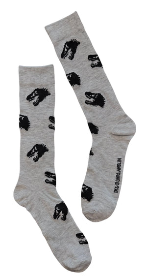 JURASSIC PARK Movie Men's T-Rex Socks T-REX HEADS ALL OVER - Novelty Socks And Slippers