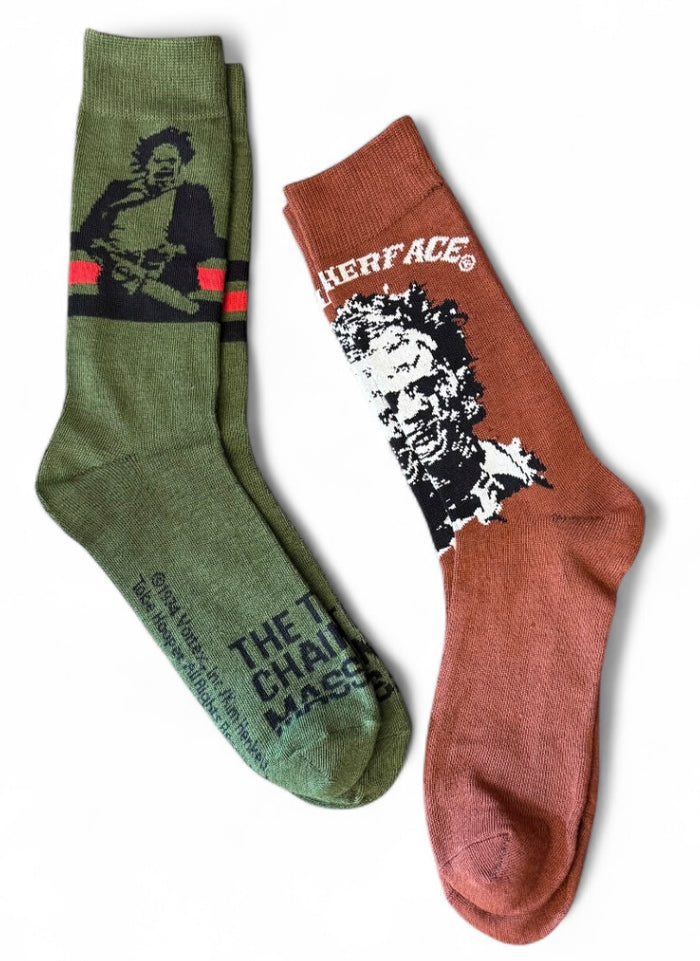 The Texas Chainsaw Massacre Movie Men’s 2 Pair Of Leather Face Socks BIOWORLD Brand