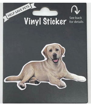 YELLLOW LABRADOR Dog Vinyl Sticker By E&S Pets