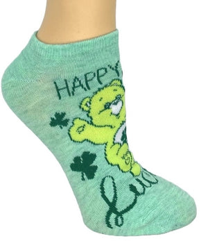 CARE BEARS Ladies 3 Pair Of ST. PATRICKS DAY No Show Socks ‘HAPPY GO LUCKY’ - Novelty Socks And Slippers