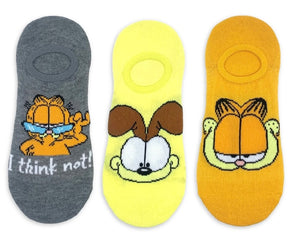 GARFIELD & ODIE Ladies 3 Pair Of No Show Liner Socks ‘I THINK NOT!’ - Novelty Socks And Slippers