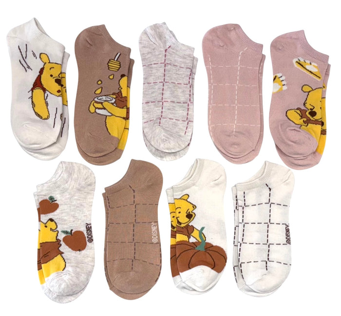 DISNEY WINNIE THE POOH Ladies 9 Pair Of AUTUMN FALL Low Show Socks With Pumpkins, Pie
