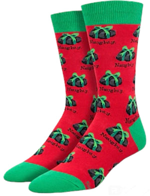 SOCKSMITH Brand Men’s CHRISTMAS Socks BLACK LUMP OF COAL ‘NAUGHTY’ (CHOOSE COLOR) - Novelty Socks for Less