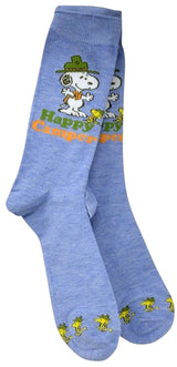 PEANUTS Men’s HAPPY CAMPER Socks With SNOOPY & WOODSTOCK - Novelty Socks And Slippers
