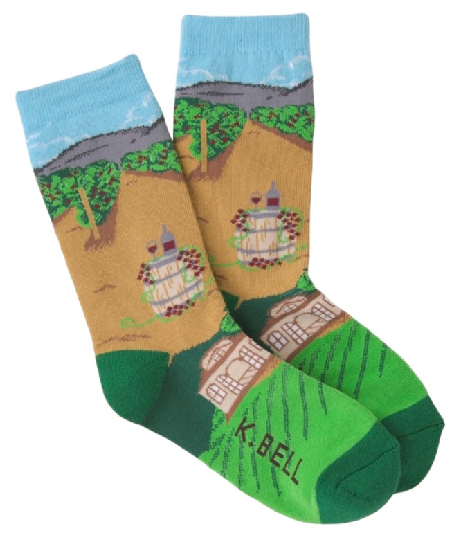 K. BELL Ladies VINEYARD WINERY Socks MADE IN USA